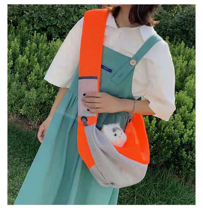 HKM-7975613 Portable Pet Travel Messenger Bag with Breathable Mesh Design - Adjustable Shoulder Straps and D-Shaped Ring