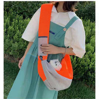 HKM-7975613 Portable Pet Travel Messenger Bag with Breathable Mesh Design - Adjustable Shoulder Straps and D-Shaped Ring