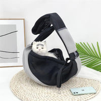 HKM-7975613 Portable Pet Travel Messenger Bag with Breathable Mesh Design - Adjustable Shoulder Straps and D-Shaped Ring