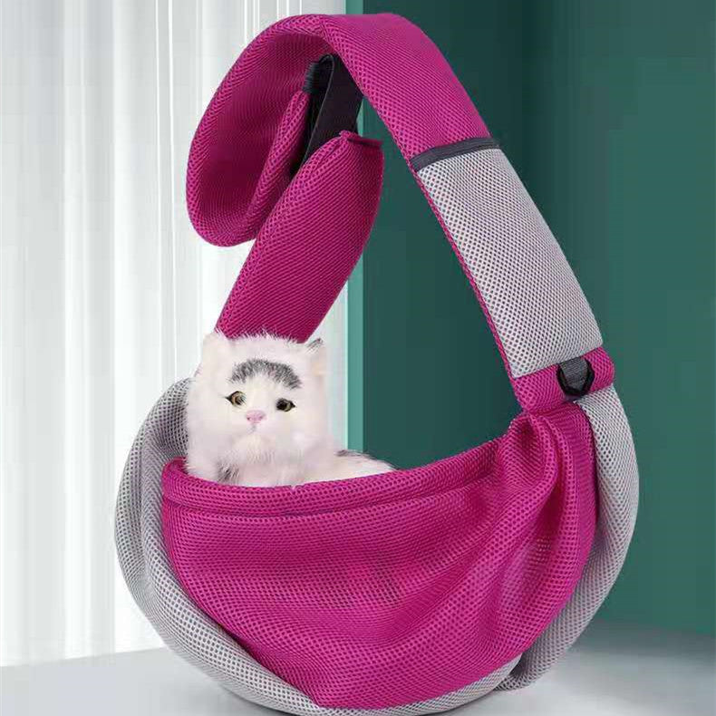 HKM-7975613 Portable Pet Travel Messenger Bag with Breathable Mesh Design - Adjustable Shoulder Straps and D-Shaped Ring