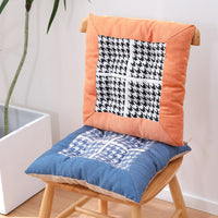 HKM-797651 Houndstooth Pattern Student Dormitory Seat Cushion with Straps - Autumn & Winter Comfort