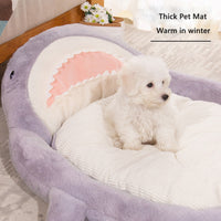 HKM-7976637 Cozy Shark Pattern Pet Bed for Small to Medium Dogs and Cats - Soft Velvet Cushion Sleeping Mat