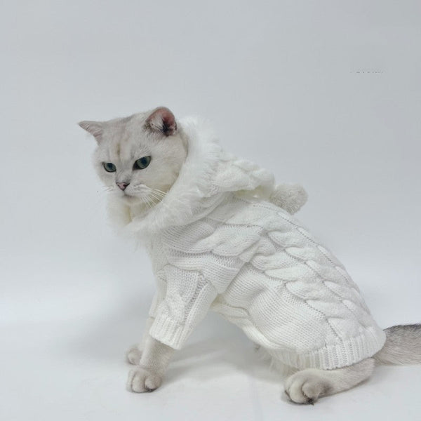 HKM-7977149 Warm White Wool Sweater for Pets - Autumn and Winter Collection, Available in Multiple Sizes