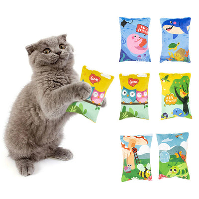 HKM-7977789 Cat Hug Plush Pillow for Stress Relief - Spring Countryside, Sea World, Wizard of Oz Designs