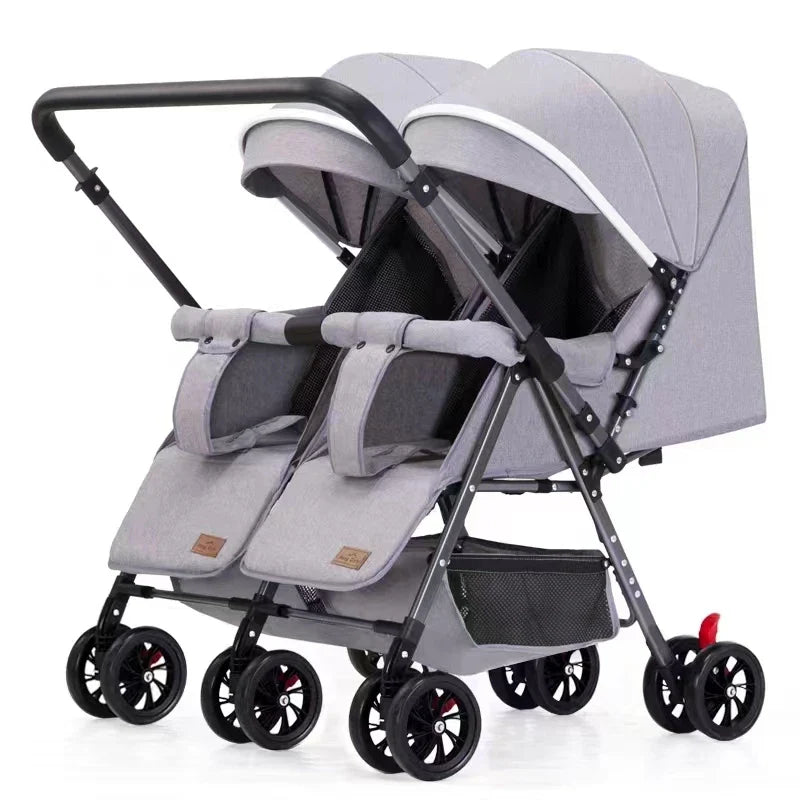 HKM-797779 Luxury Twin Baby Stroller with Be-Directional Foldable Design for Two Children