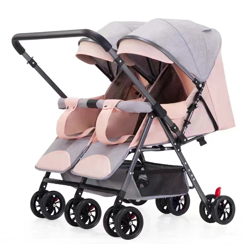 HKM-797779 Luxury Twin Baby Stroller with Be-Directional Foldable Design for Two Children