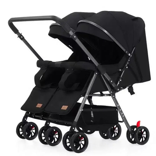 HKM-797779 Luxury Twin Baby Stroller with Be-Directional Foldable Design for Two Children