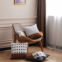 HKM-797971 Light Luxury Brown Faux Leather and Cotton Cushion Cover for Sofa and Bed, 45x45cm