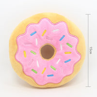 HKM-7979965 Donut Plush Toy for Dogs - 15Cm Bagel Sounding Toy in Pink, Brown, Green, and Blue