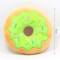 HKM-7979965 Donut Plush Toy for Dogs - 15Cm Bagel Sounding Toy in Pink, Brown, Green, and Blue