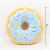 HKM-7979965 Donut Plush Toy for Dogs - 15Cm Bagel Sounding Toy in Pink, Brown, Green, and Blue