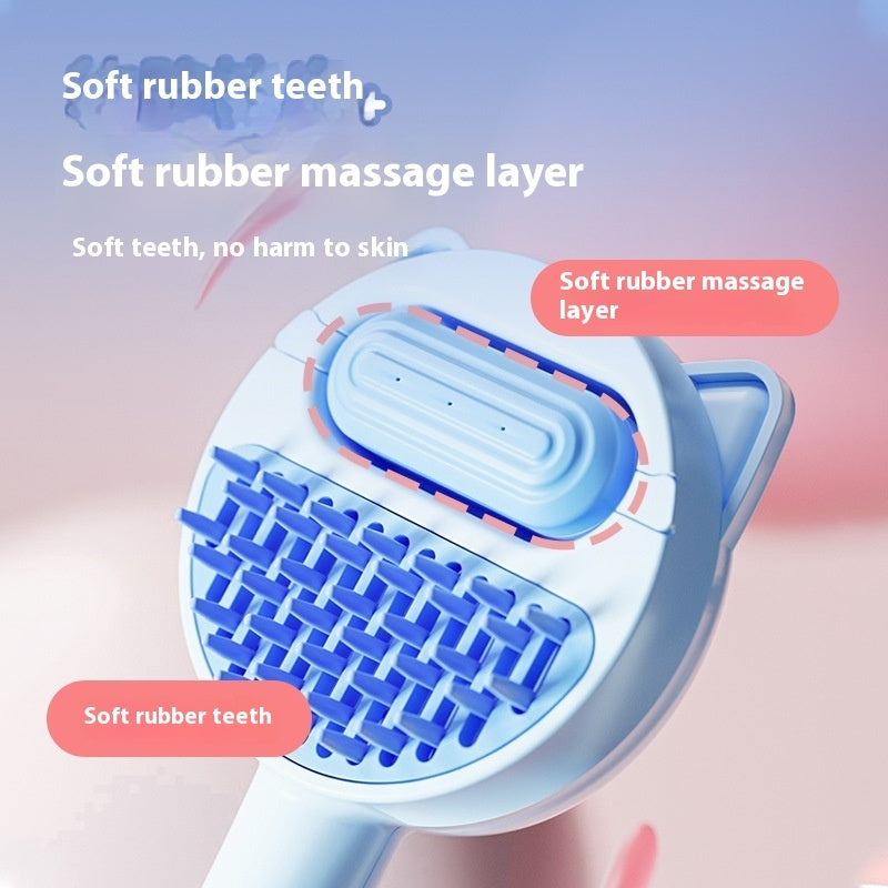 HKM-7980733 Pet Hair Removal Comb - Massage Brush for Easy Cleaning in Pink and Blue