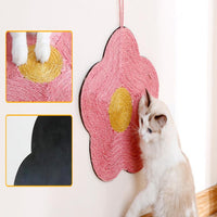 HKM-7982397 Natural Sisal Cat Scratch Pad - Flower & Orange Shapes, Traceless Hook for Wall Hanging, Indoor Claw Grinder Mat