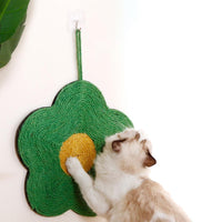 HKM-7982397 Natural Sisal Cat Scratch Pad - Flower & Orange Shapes, Traceless Hook for Wall Hanging, Indoor Claw Grinder Mat