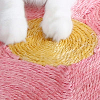 HKM-7982397 Natural Sisal Cat Scratch Pad - Flower & Orange Shapes, Traceless Hook for Wall Hanging, Indoor Claw Grinder Mat