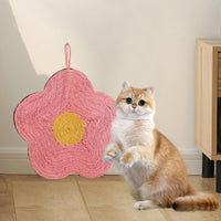 HKM-7982397 Natural Sisal Cat Scratch Pad - Flower & Orange Shapes, Traceless Hook for Wall Hanging, Indoor Claw Grinder Mat
