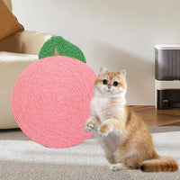 HKM-7982397 Natural Sisal Cat Scratch Pad - Flower & Orange Shapes, Traceless Hook for Wall Hanging, Indoor Claw Grinder Mat