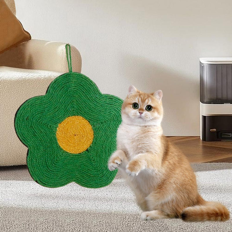 HKM-7982397 Natural Sisal Cat Scratch Pad - Flower & Orange Shapes, Traceless Hook for Wall Hanging, Indoor Claw Grinder Mat