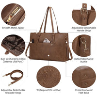 HKM-798291 Fashionable 2-Piece Laptop Tote Handbag Set for Women - Large Leather Shoulder Bags with Croc Design