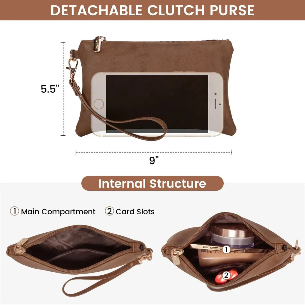 HKM-798291 Fashionable 2-Piece Laptop Tote Handbag Set for Women - Large Leather Shoulder Bags with Croc Design
