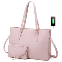 HKM-798291 Fashionable 2-Piece Laptop Tote Handbag Set for Women - Large Leather Shoulder Bags with Croc Design