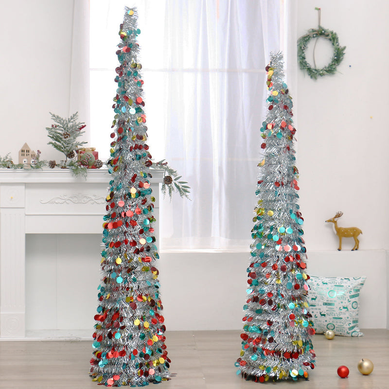 HKM-798355 Colorful Retractable Folding Christmas Tree Ornaments - 150cm/180cm Height
