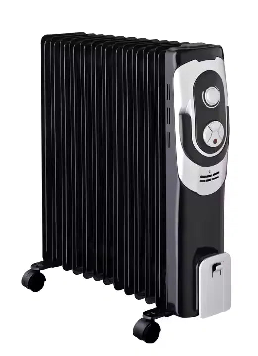 HKM-798355 Electric Oil Filled Radiator Heater - 9, 11, or 13 Fins, 2000W with Adjustable Thermostat for Large Rooms