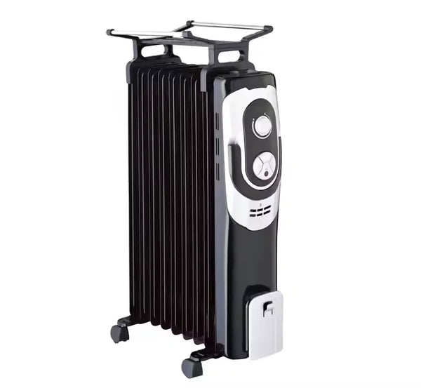 HKM-798355 Electric Oil Filled Radiator Heater - 9, 11, or 13 Fins, 2000W with Adjustable Thermostat for Large Rooms