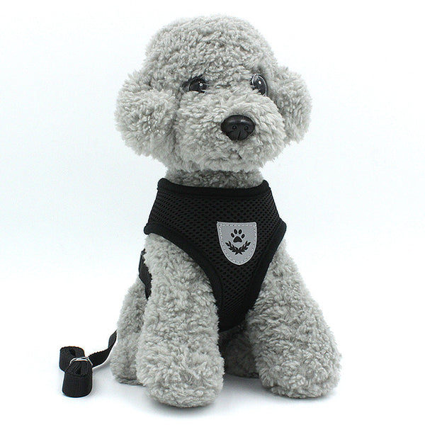 HKM-7984189 Reflective Breathable Dog Vest with Leash ¨C Small Dog Chest Strap in Multiple Colors