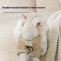HKM-7984701 Waffle Cat Adjustable Chest Strap with Pulling Rope in Brown, Green, and Purple
