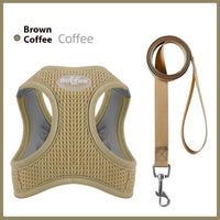 HKM-7984701 Waffle Cat Adjustable Chest Strap with Pulling Rope in Brown, Green, and Purple