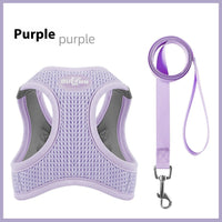 HKM-7984701 Waffle Cat Adjustable Chest Strap with Pulling Rope in Brown, Green, and Purple