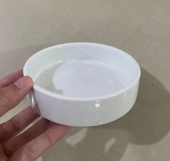 HKM-7985085 Double Ceramic Cat Bowl - Stylish Pottery Pet Feeding Bowl in Green, Yellow, Pink, White, and Gray