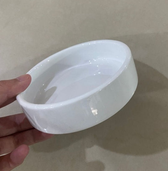HKM-7985085 Double Ceramic Cat Bowl - Stylish Pottery Pet Feeding Bowl in Green, Yellow, Pink, White, and Gray