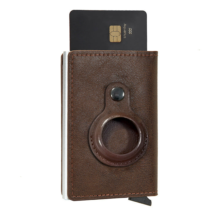 HKM-798611 Multifunctional Short PU Leather Card Holder with AirTag Slot and Zipper Pouch Options