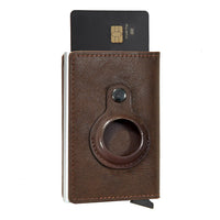 HKM-798611 Multifunctional Short PU Leather Card Holder with AirTag Slot and Zipper Pouch Options