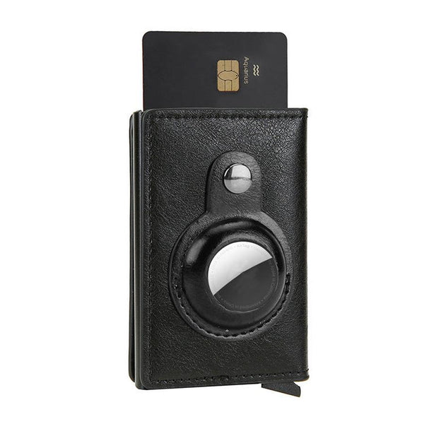 HKM-798611 Multifunctional Short PU Leather Card Holder with AirTag Slot and Zipper Pouch Options