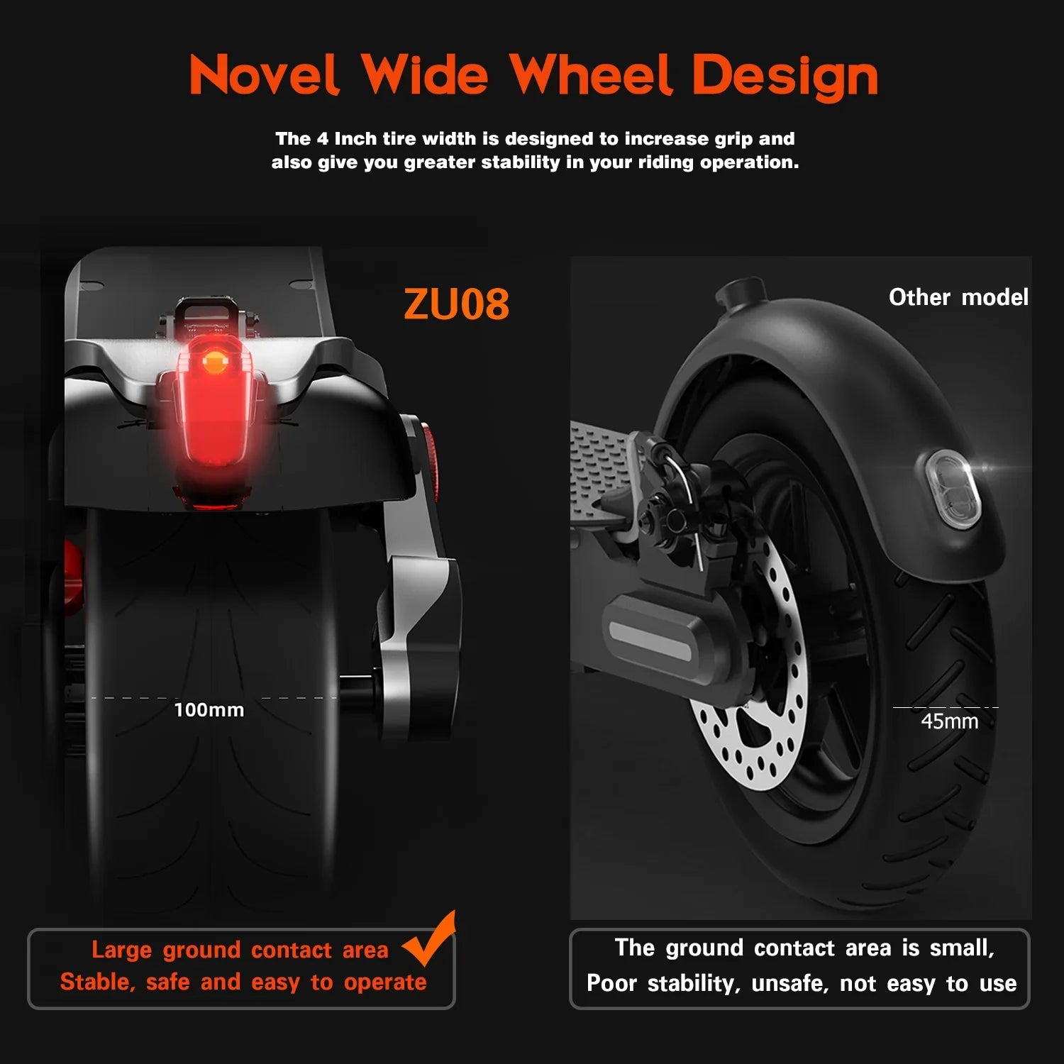 HKM-798611 Wide Wheel Pro Electric Scooter, 48V 1000W Dual Motor, Fat Tire, Foldable, 40-60km Range, Max Speed 30-50km/h