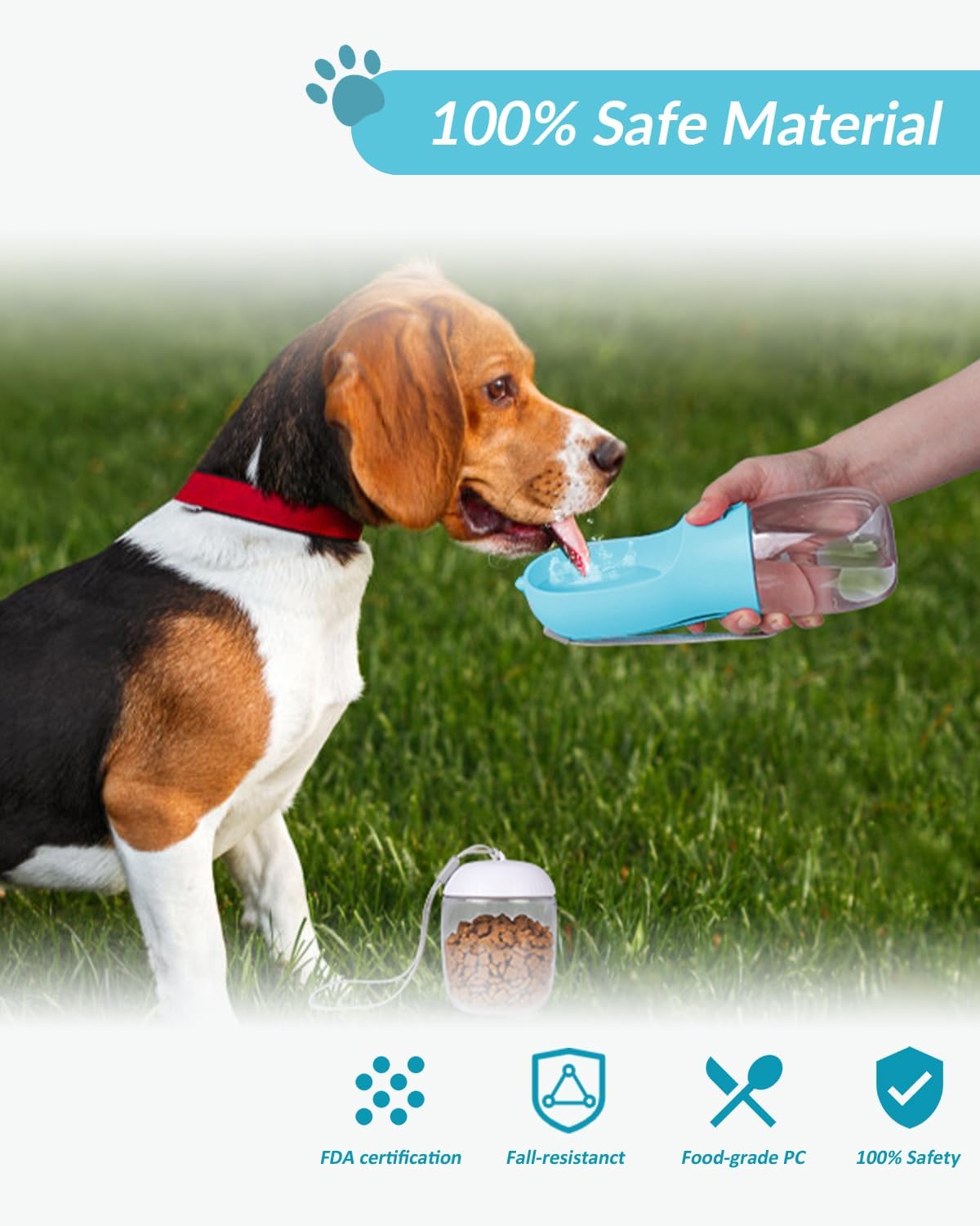 HKM-7986365 Portable Dog Water Bowl and Food Container Dispenser for Pets on the Go