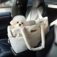 HKM-7987133 Portable Dog Car Seat with Adjustable Safety Leash for Small Pets - Soft Cushion Design with Waterproof Exterior