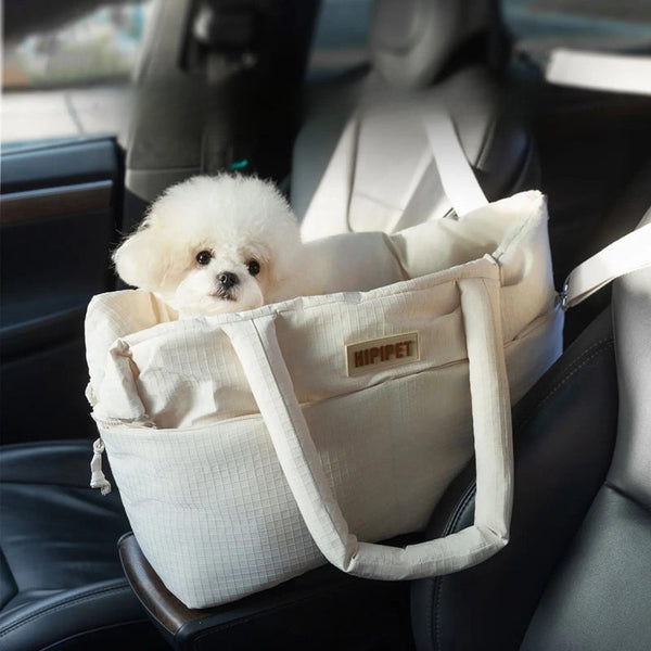 HKM-7987133 Portable Dog Car Seat with Adjustable Safety Leash for Small Pets - Soft Cushion Design with Waterproof Exterior