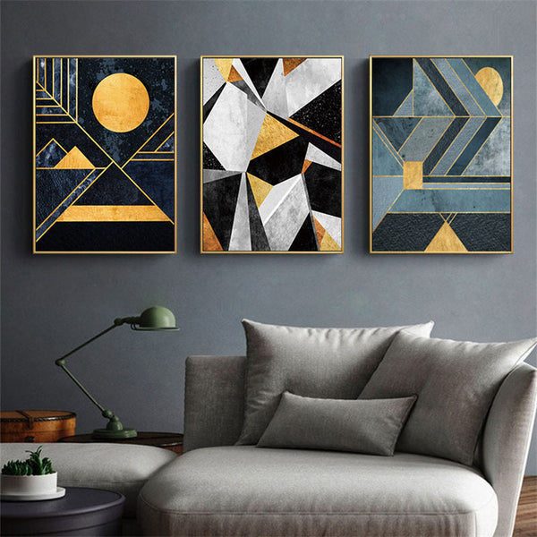 HKM-798739 Nordic Abstract Geometric Canvas Art – Multiple Sizes Available