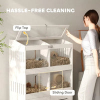 HKM-7988541 Spacious Hamster Cage with Clear Panels and Storage Cabinet for Multiple Small Pets