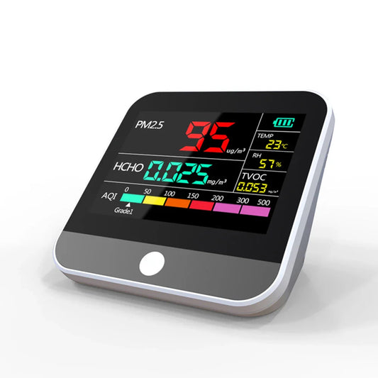 HKM-798931 8-in-1 Indoor Air Quality Monitor with PM2.5, TVOC, HCHO, and AQI Detection