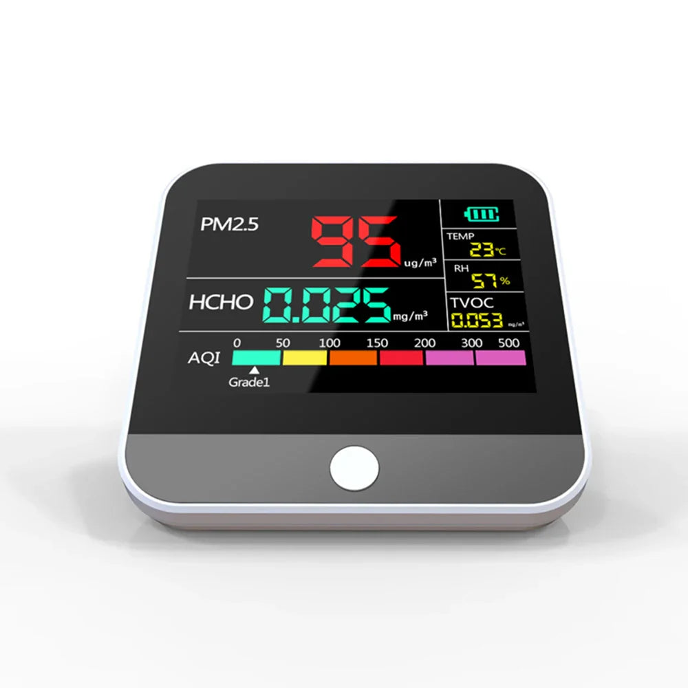 HKM-798931 8-in-1 Indoor Air Quality Monitor with PM2.5, TVOC, HCHO, and AQI Detection