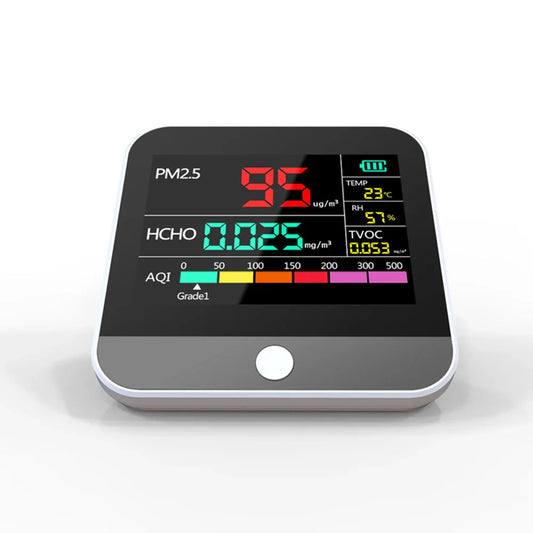 HKM-798931 8-in-1 Indoor Air Quality Monitor with PM2.5, TVOC, HCHO, and AQI Detection
