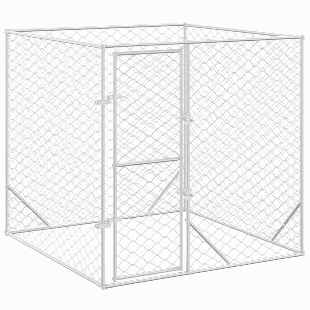 HKM-7989949 Galvanized Steel Outdoor Dog Kennel - 2x2x2 m Enclosure for Pets
