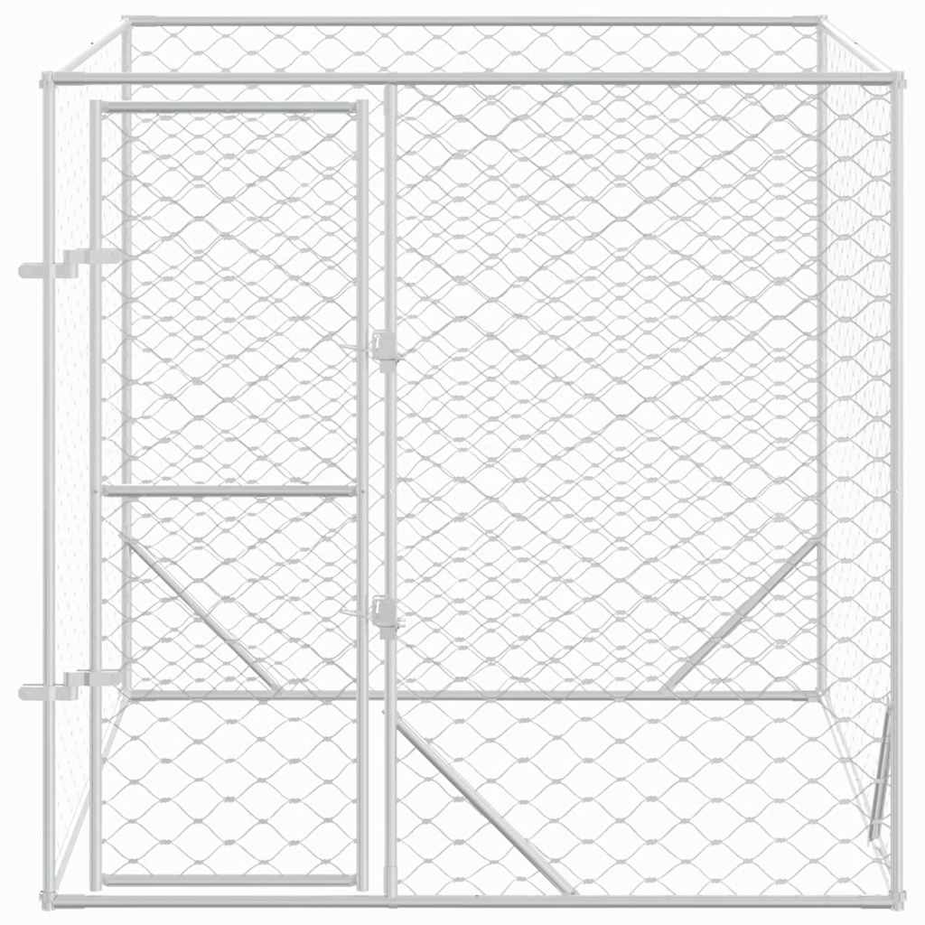 HKM-7989949 Galvanized Steel Outdoor Dog Kennel - 2x2x2 m Enclosure for Pets