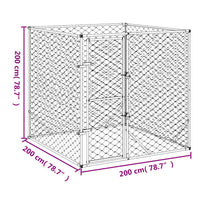 HKM-7989949 Galvanized Steel Outdoor Dog Kennel - 2x2x2 m Enclosure for Pets