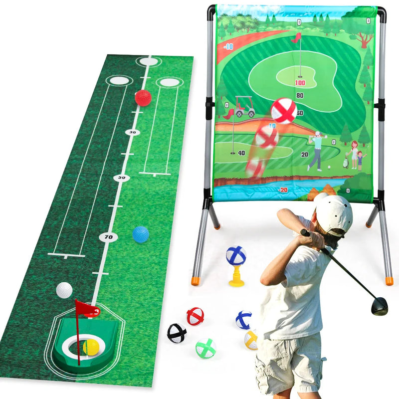 HKM-798995 Children's 2-in-1 Golf Target Throwing Mat - Indoor & Outdoor Sports Training Set, Plastic, 74x50x98 CM